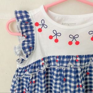 First Impressions White & Blue Cherry Shirt SZ 18 Months